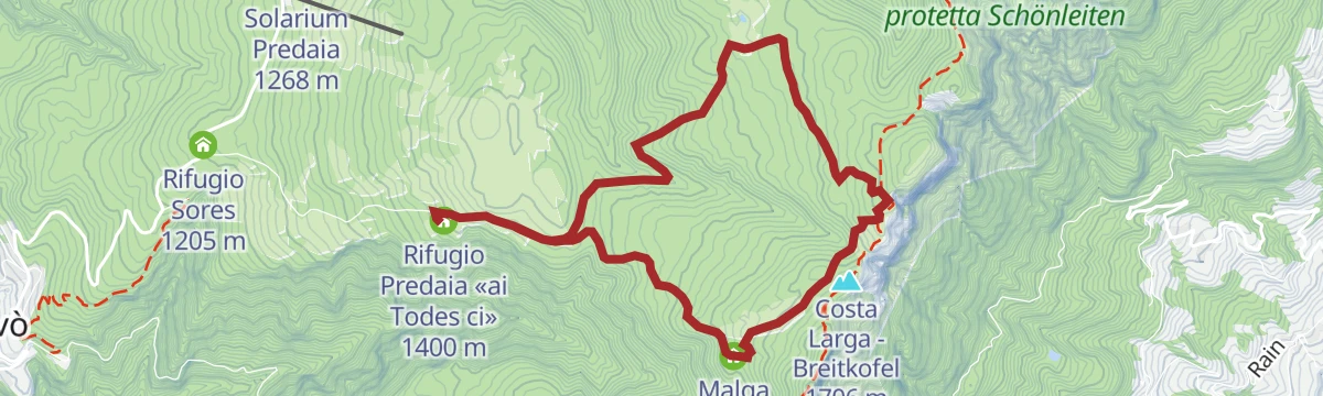 Route map: Loop of the Malgas of Predaia